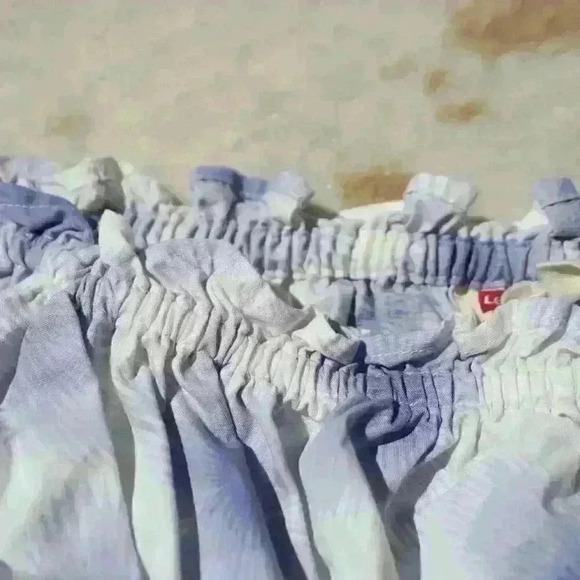 LEVI'S Milkmaid Smocked Floral Puff Balloon Off Shoulder Crop Top Women Med - Picture 7 of 13